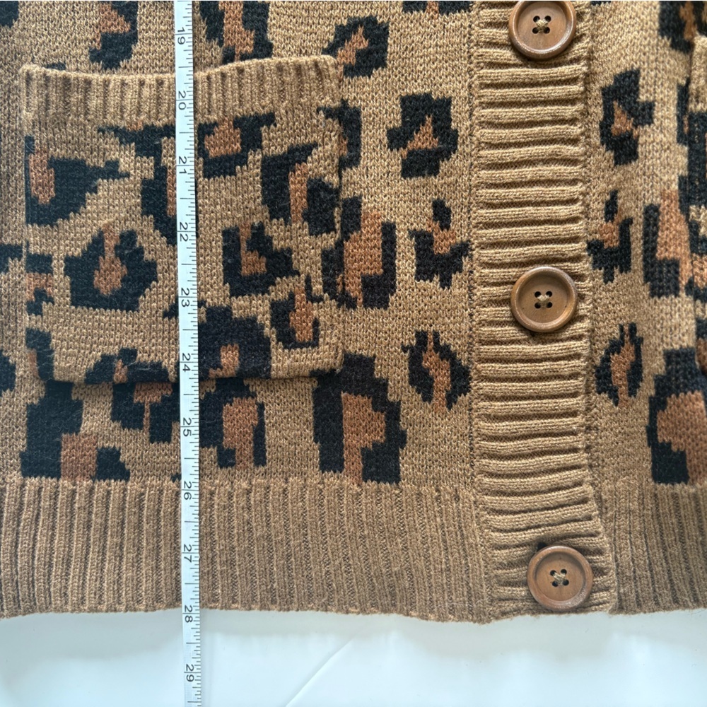 Beau Hudson Leopard Knit Cardigan Oversized XXS V Neck - Picture 9 of 10